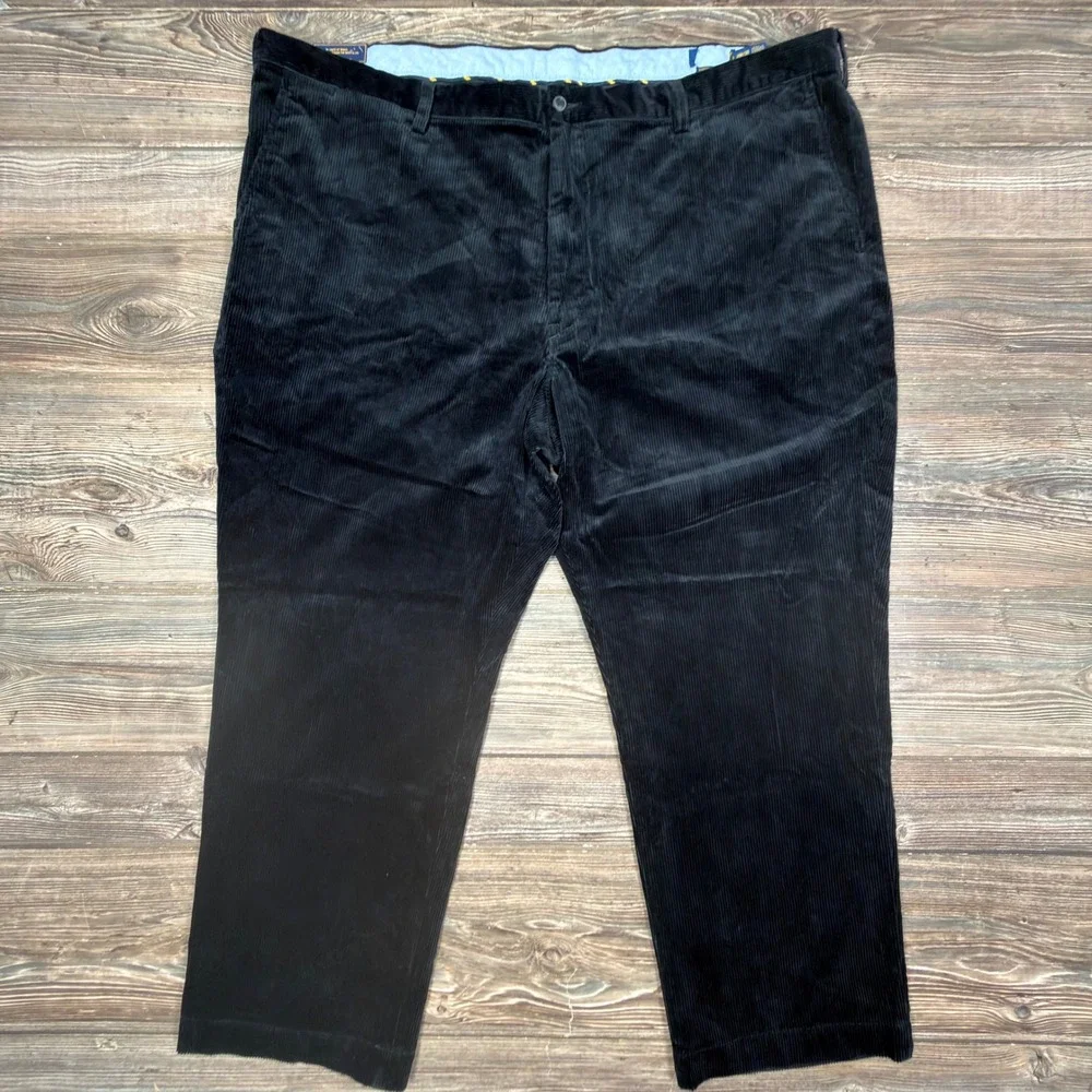 Polo Ralph Lauren Men 48Bx30 Corduroy Pants Black Stretch Classic NEW CUT TAG